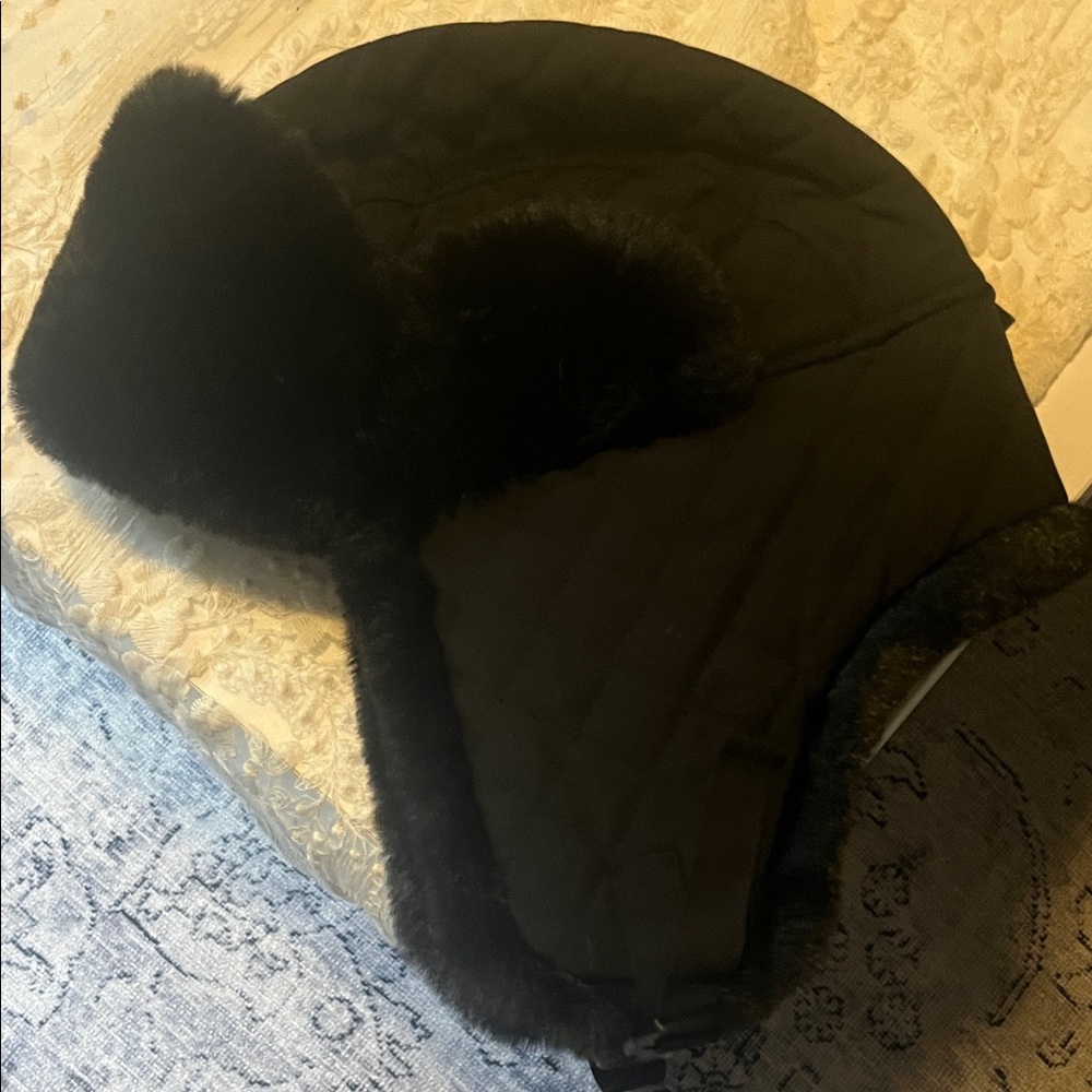 Swiss Tech Black Fur-Lined Winter Hat